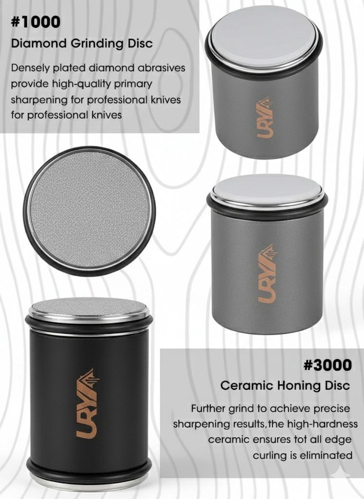 URYA™ 6-in-1 Rolling Knife Sharpener Set – Precision Sharpening System