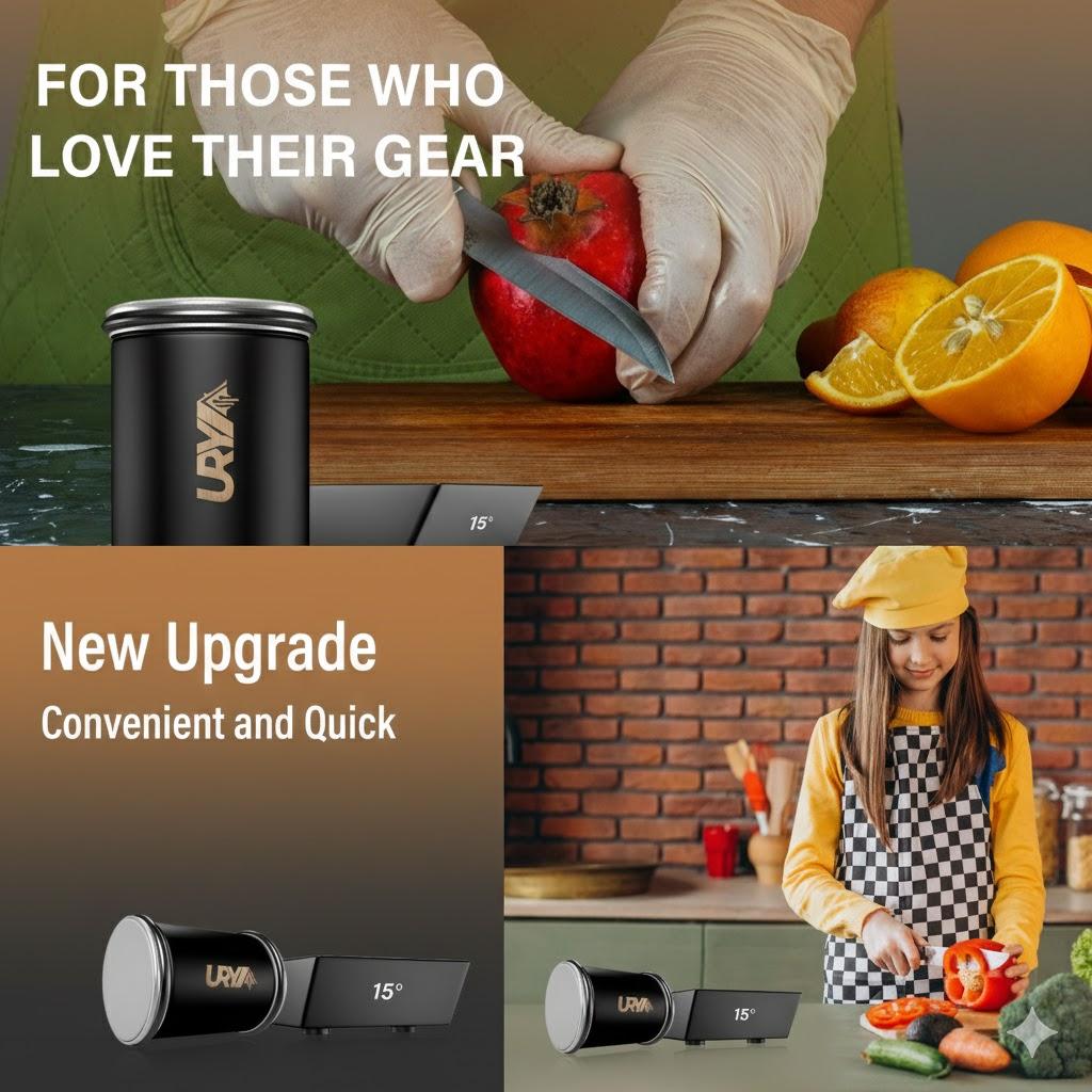 URYA™ 6-in-1 Rolling Knife Sharpener Set – Precision Sharpening System